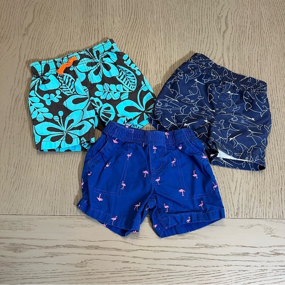 Carter's Other - Boys Carter's Wonder Nation Shorts/Swim suit Bundle - Floral/Sharks/Flamingo 18M